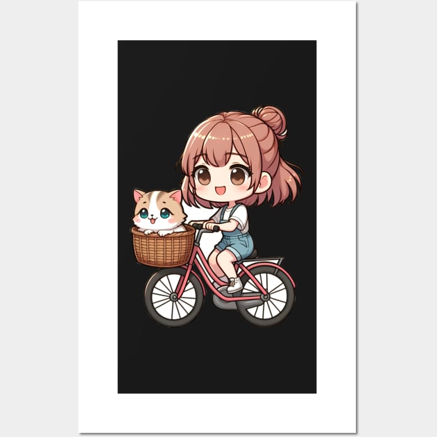 Girl taking kitten for a ride Wall Art by Ingridpd